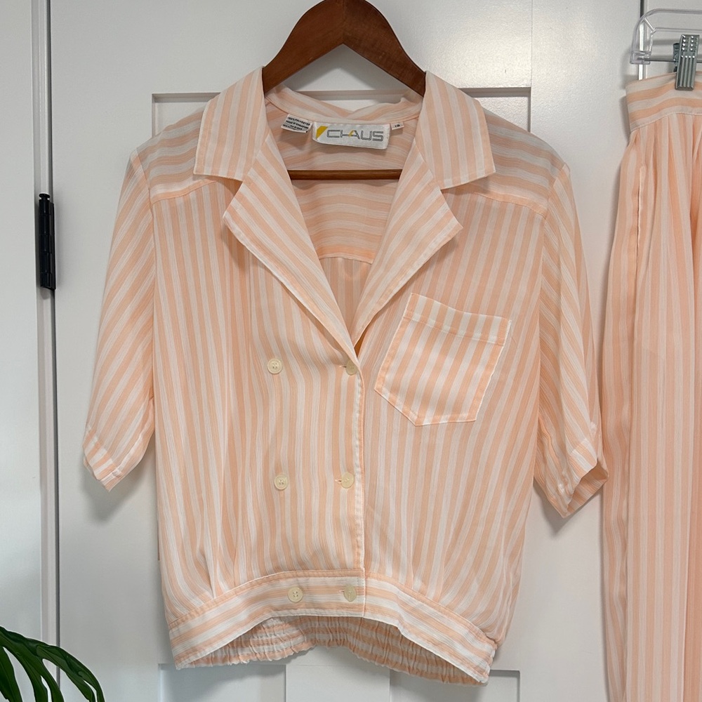Super Chic Shear Chaus Peach Striped Skirt Set - Picture 2 of 11